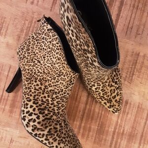 Carlos Santana Leopard Print Pointed-Toe Stiletto Ankle Boots - Women